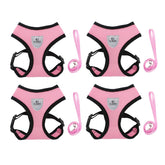 Kuber Industries Reflective Dog Harness with Adjustable Leash|Breathable Polyester Mesh Fabric with Top Carry Handle|Large Size|HAT-818|Comfortable No-Pull Grip|Quick Release Buckles|Pink (Pack of 4)